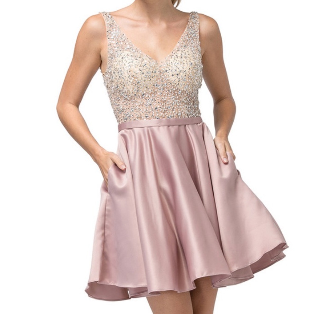 Dancing Queen Gold and Pink Sequin Fit and Flare Mini Dress